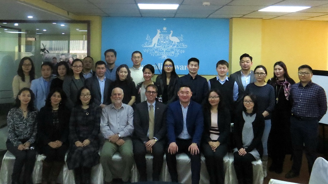 15 awardees and their families attended the Australia Awards Mongolia Pre-departure briefing November 2017.